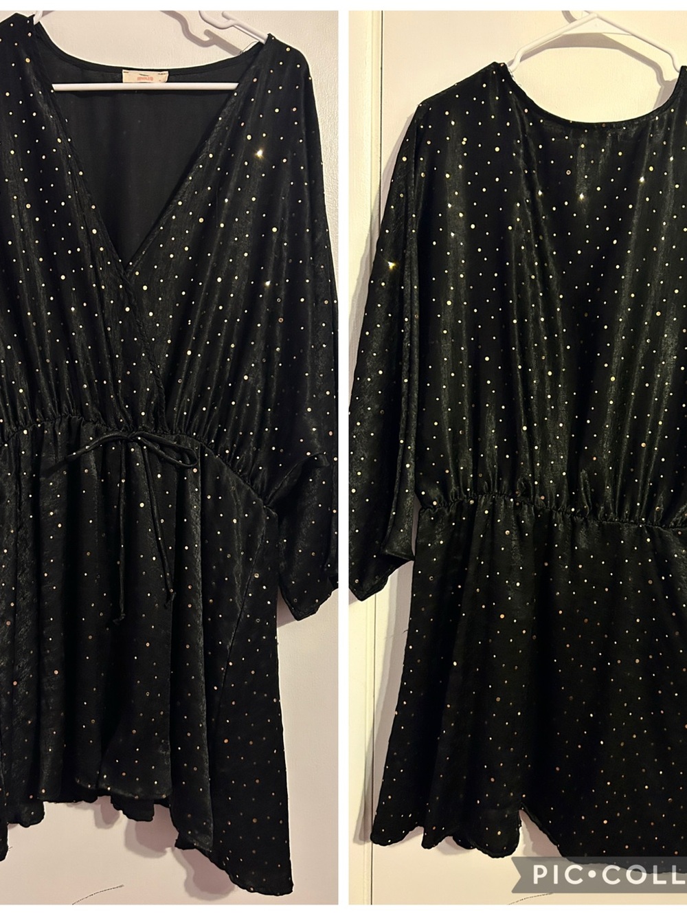 Hummingbird Black Top with Gold Sequin Accent